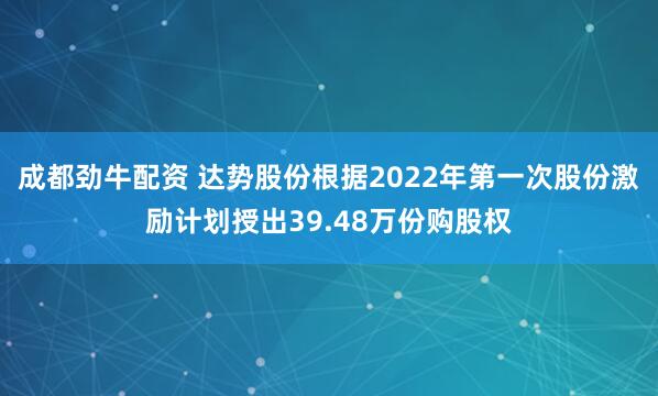 成都劲牛配资 达势股份根据2022年第一次股份激励计划授出39.48万份购股权