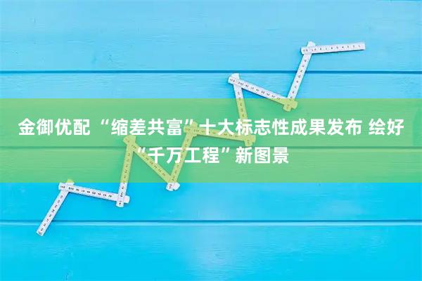 金御优配 “缩差共富”十大标志性成果发布 绘好“千万工程”新图景